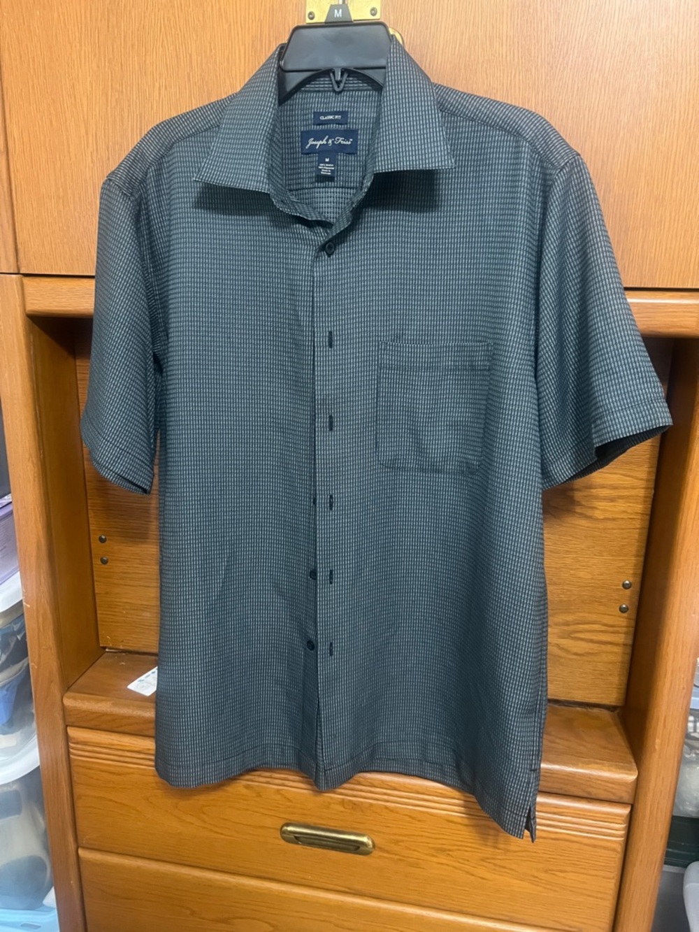 Joseph & Feiss Men's Short-Sleeve Button-Down Shirt in Charcoal Micro-Check